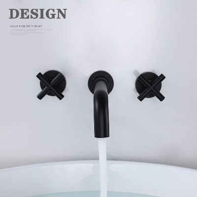Manufacturer&s direct supply of all copper concealed basin faucet, embedded in wall faucet, bathroom dual handle hot and cold wall row pre embedded