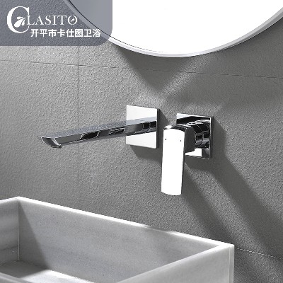 Cross border foreign trade exclusive all copper hot and cold concealed basin faucet in wall type single handle buried wall concealed basin faucet