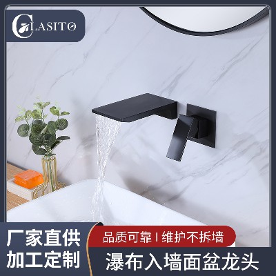 Home minimalist washbasin, hot and cold faucet, bathroom basin, countertop, homestay universal waterfall in wall basin faucet