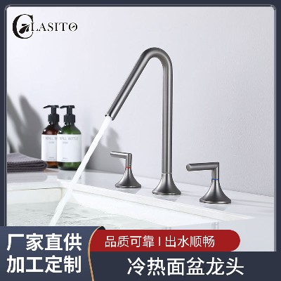 Hot and cold basin faucet, household bathroom basin faucet, hot and cold dual control bathroom sink, splash proof faucet