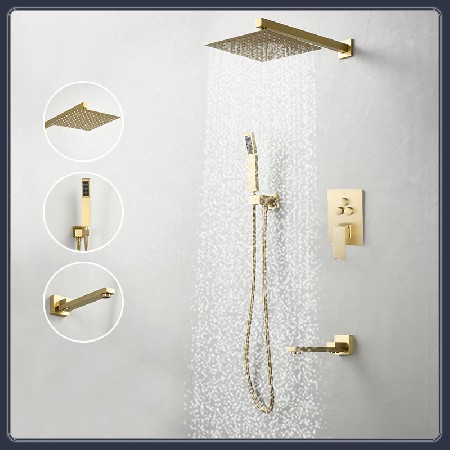 Cross border foreign trade all copper button concealed shower set, wall mounted rain shower, North American hidden buried wall shower set