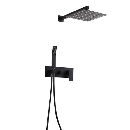 Cross border exclusive all copper concealed shower set hidden bathroom black embedded wall mounted showerhead toilet project