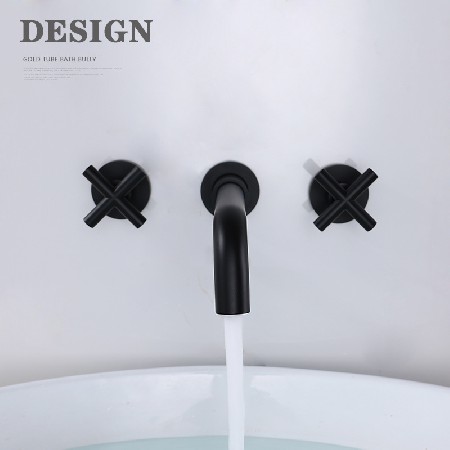 Manufacturer&s direct supply of all copper concealed basin faucet, embedded in wall faucet, bathroom dual handle hot and cold wall row pre embedded