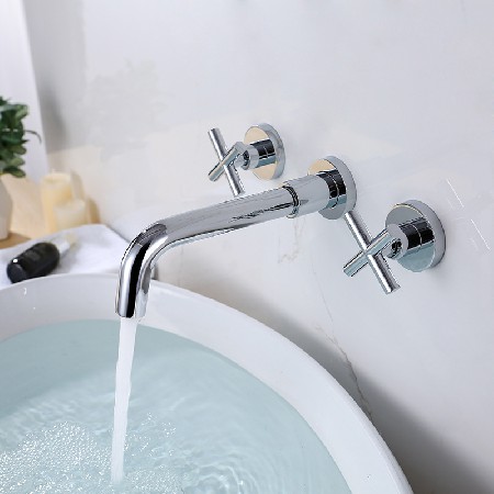 Manufacturer&s direct supply of all copper concealed basin faucet, embedded in wall faucet, bathroom dual handle hot and cold wall row pre embedded