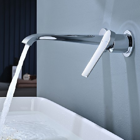 Cross border foreign trade hotel project all copper wall mounted basin faucet, concealed and embedded home decoration washbasin faucet