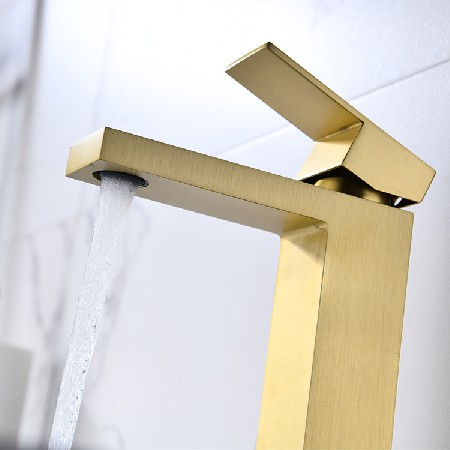 Cross border Nordic brushed gold basin faucet for foreign trade, simple and creative copper hot and cold table basin faucet manufacturer, direct