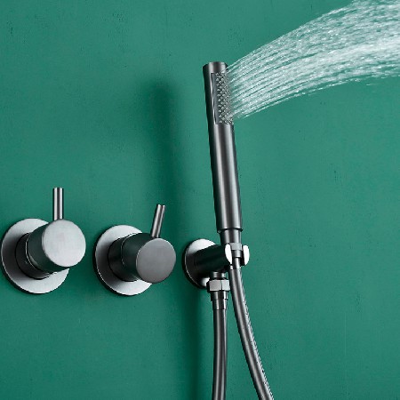 Concealed shower head set, wall mounted embedded box, hotel bathroom, bathroom ceiling, dual handle hot and cold shower heads