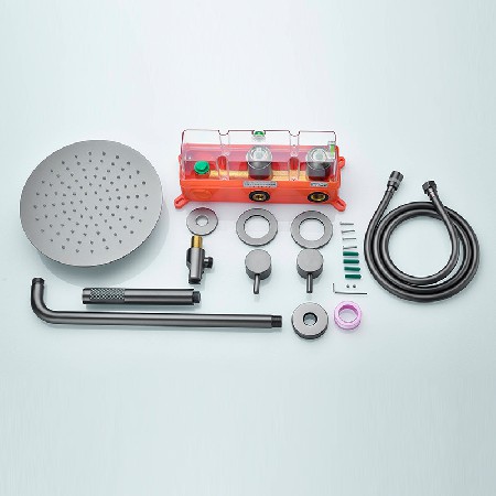 Concealed shower head set, wall mounted embedded box, hotel bathroom, bathroom ceiling, dual handle hot and cold shower heads