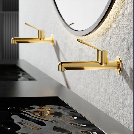 Washbasin in wall faucet, washbasin hot and cold faucet, household bathroom sink, washbasin basin, hot and cold faucet