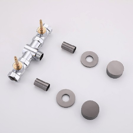 Flat in wall waterfall bathtub faucet, one inch high flow copper concealed installation, hot and cold adjustable bathtub basin faucet