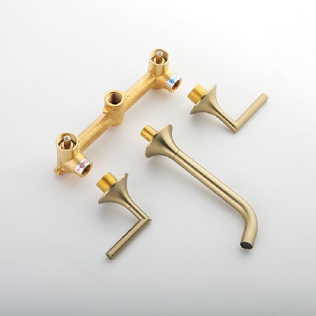 Bathroom basin concealed double handle straight handle hot and cold water outlet faucet, homestay concealed wall mounted faucet wholesale